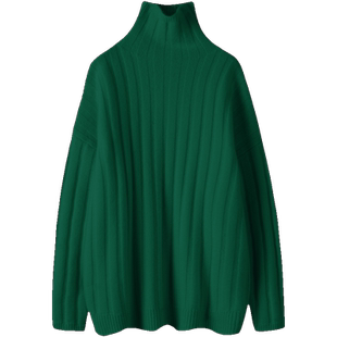 轻奢有调性~男女黑色粗坑条重磅山羊绒粗棒针织加厚短高领毛衣衫