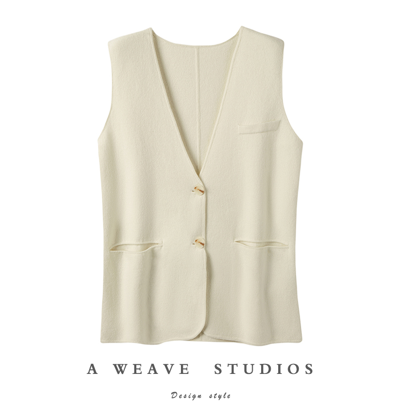 冬凤凰“愿意穿到老”100%山羊绒针织宽松V领马甲/外套套