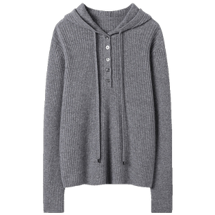 真不吹！随便穿搭～连帽羊绒衫女纯山羊绒毛衣针织打底衫秋冬帽衫