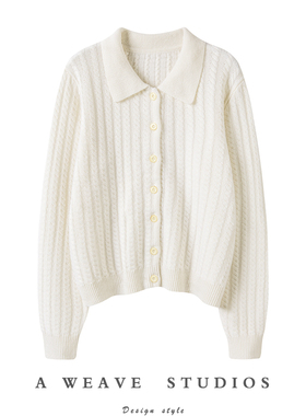 加厚100纯山羊绒衫女开衫翻领显瘦秋冬宽松短款时尚毛衣毛衫E2709