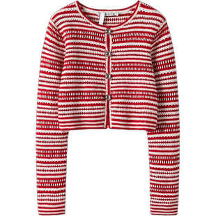 上身气质绝了~圆珠装饰条纹纯羊绒针织上衣 春夏系列 红白/黑白