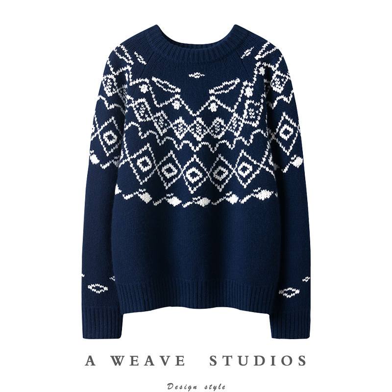 很喜欢的一件！法式复古风费尔岛毛衣女小众慵懒全羊绒针织套衫,女装/女士精品,羊绒衫,淘宝优惠券,粉丝福利购,淘宝优惠卷