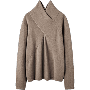 时髦风向标~交叉领百分百纯山羊绒衫女羊绒毛衣针织打底衫