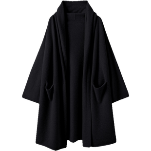 大腕重量级别！慵懒范腔调~纯山羊绒衫巫师帽大披风毛衣开衫外套