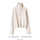 冬凤凰 穿不腻 系列100%山羊绒多扣高领针织上衣