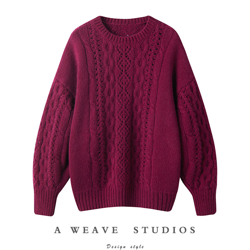 气质太惹眼了！重磅加厚羊绒衫女圆领纯羊绒毛衣廓形宽松慵懒风,女装/女士精品,羊绒衫,淘宝优惠券,粉丝福利购,淘宝优惠卷