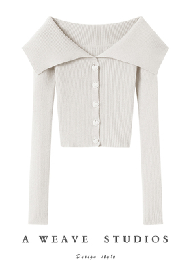 冬凤凰墨绿色大翻领珍珠扣弹力山羊绒针织小开衫女2024春