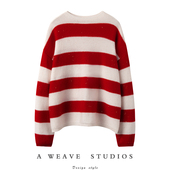 会呼吸 毛衣女 山羊绒亮片条纹圆领针织衫 羊绒纱线 舒服暴赞