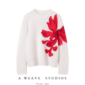 金鳞新春系列 时尚 新年战袍100%纯山羊绒套头针织毛衣女2024春