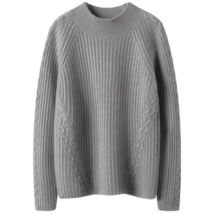 版型狂赞有魅力~加厚羊绒衫女100纯山羊绒半高领宽松纯羊绒毛衣