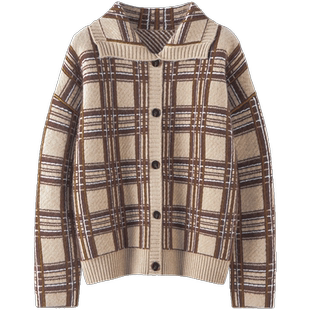 格外的暖~重磅加厚!翻领山羊绒开衫女纯羊绒毛衣针织开衫外套