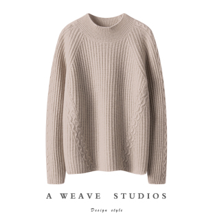 版型狂赞有魅力~加厚羊绒衫女100纯山羊绒半高领宽松纯羊绒毛衣