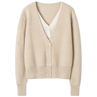 喜欢的直跺脚！双V领纯山羊绒开衫女纯羊绒毛衣针织开衫外套秋冬