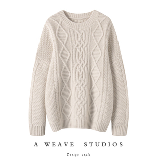 美到会发光！设计感小众100%纯山羊绒毛衣女秋冬季新款加厚慵懒风