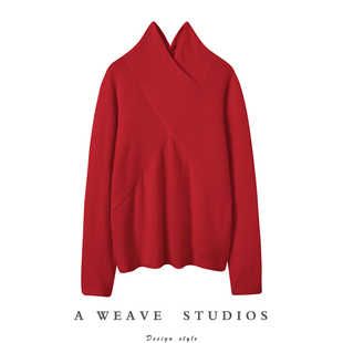 女纯羊绒毛衣针织打底衫 交叉领羊绒衫 怎么搭配都很美 漂亮炸了