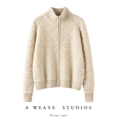 秋冬加厚提花拉链纯羊绒开衫 好喜欢这个版 型 女羊绒毛衣针织外套