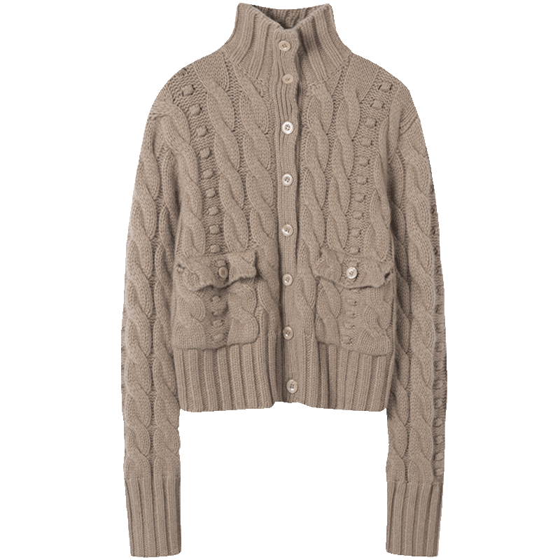 时髦与温暖并存~设计感气质半高领100%山羊绒毛衣别致针织开衫