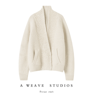 女纯羊绒毛衣针织开衫 重磅加厚V领山羊绒开衫 外套 精髓 出自名门