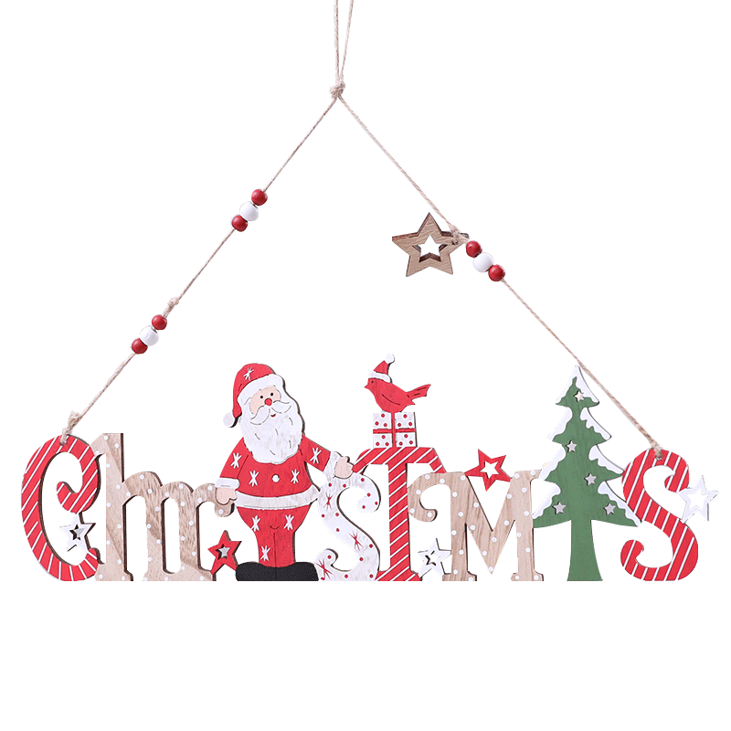 圣诞节英文挂牌麋鹿圣诞老人挂件