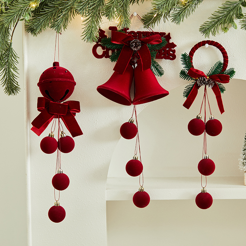 汉礼新款圣诞节双铃铛蝴蝶结装饰