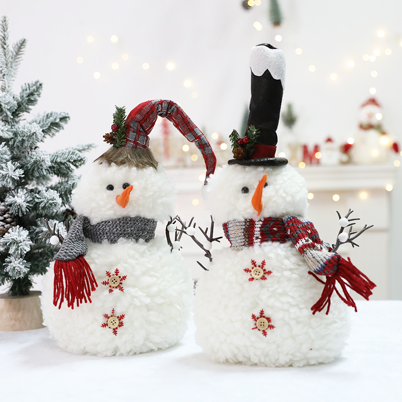超萌圣诞主图公仔毛绒小雪人娃娃场景布置圣诞摆件雪人橱窗场装饰