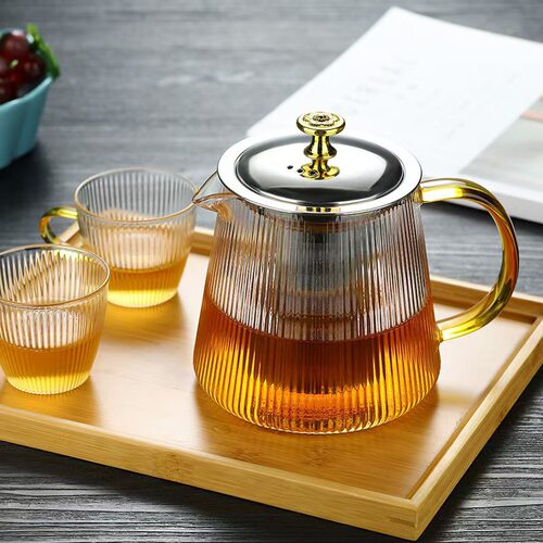 High borosilicate glass flower tea pot, stainless steel fil