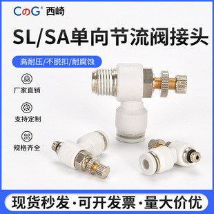018 M56 02铜接 SL4 节流阀白色气动调速单向管道气缸调压阀SA8