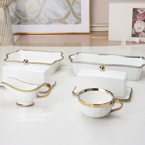 Light luxury ceramic butter dish with lid, rectangular West