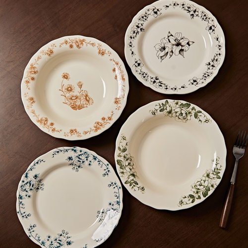 French retro ceramic plates, home dishes, deep dishes, unde