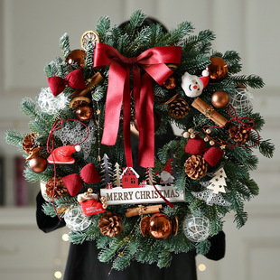 圣诞节装 饰品创意圣诞花环门挂藤条橱窗氛围场景布置圣诞树挂件