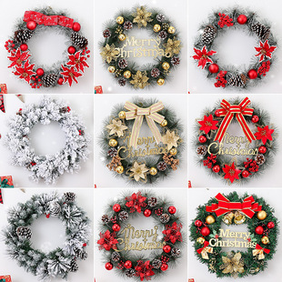 2026圣诞节装 饰品花环圣诞树圈场景布置门挂饰吊饰背景墙挂件