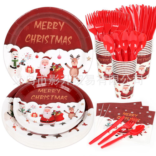 Amazon Christmas themed party disposable plates, tissues, p