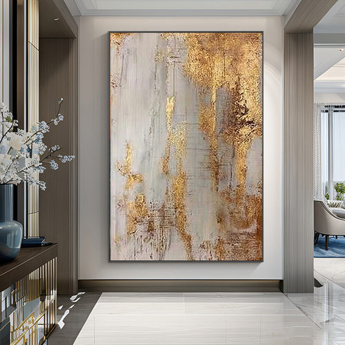 Modern light luxury gold foil abstract texture hanging pain