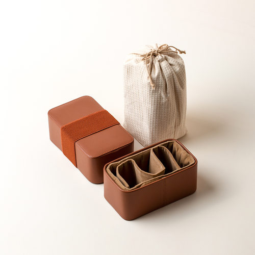 Travel Tea Set Storage Box Leather Portable Outdoor Teapot