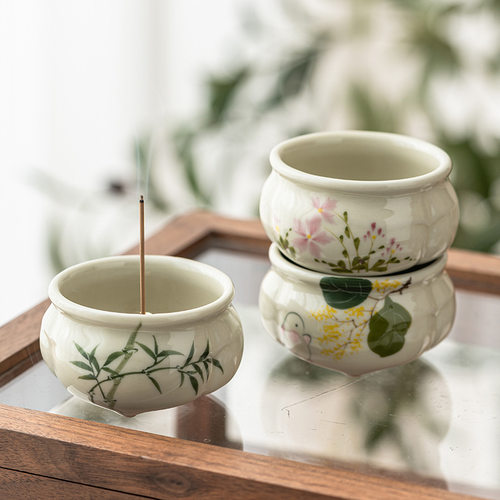 Green Bamboo Tripod Stove Indoor Smoked Chinese Zen Tea Set