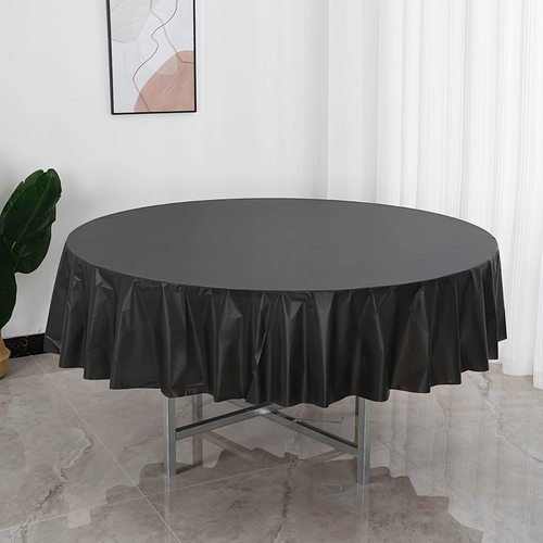 Disposable Round Table Cloth Solid Color PEVA Plastic Round