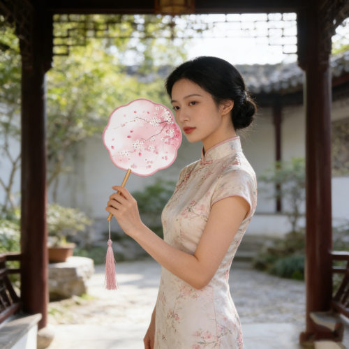 Ancient costume small round fan, silk ball fan, ancient fan