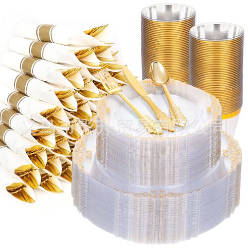 Hot stamping transparent dining plate disposable plastic pl