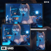 泳池梦幻少女插画二次元 手机壁纸苹果壁纸电脑壁纸平板壁纸高清图