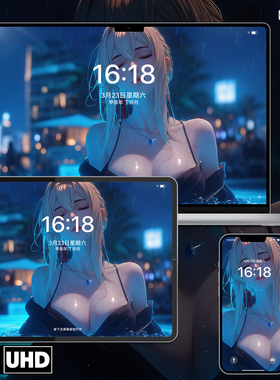 泳池梦幻少女插画二次元手机壁纸苹果壁纸电脑壁纸平板壁纸高清图