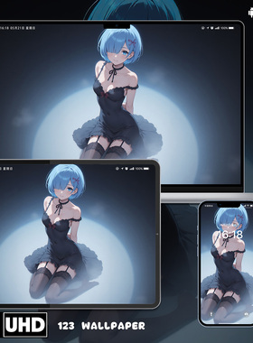 Re0蕾姆黑裙月夜8K超清壁纸iphone苹果安卓手机电脑ipad平板壁纸