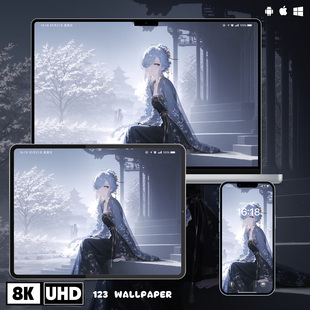 原神申鹤雾景古风8K超清壁纸iphone苹果安卓手机电脑ipad平板壁纸