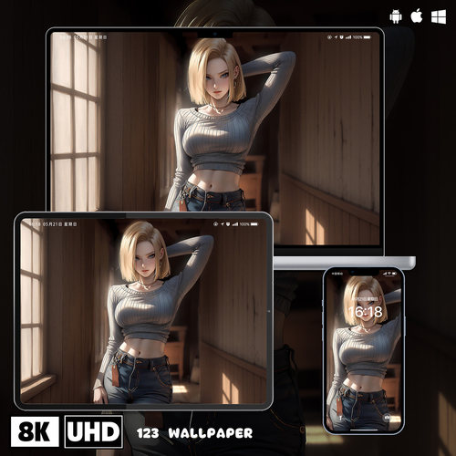 七龙珠人造人18号8K超清壁纸iphone苹果安卓手机电脑ipad平板壁纸