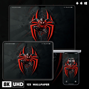 漫威蜘蛛侠暗黑系8K超清壁纸iphone苹果安卓手机电脑ipad平板壁纸