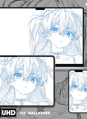 EVA明日香蓝调线稿超清壁纸iphone苹果安卓手机电脑ipad平板壁纸