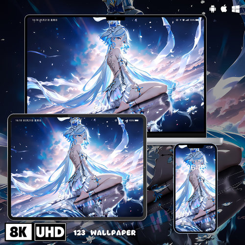 原神芙宁娜星空莲花唯美超清壁纸iphone苹果安卓手机电脑平板壁纸
