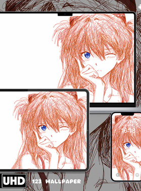 EVA明日香速写风8K超清壁纸iphone苹果安卓手机电脑ipad平板壁纸