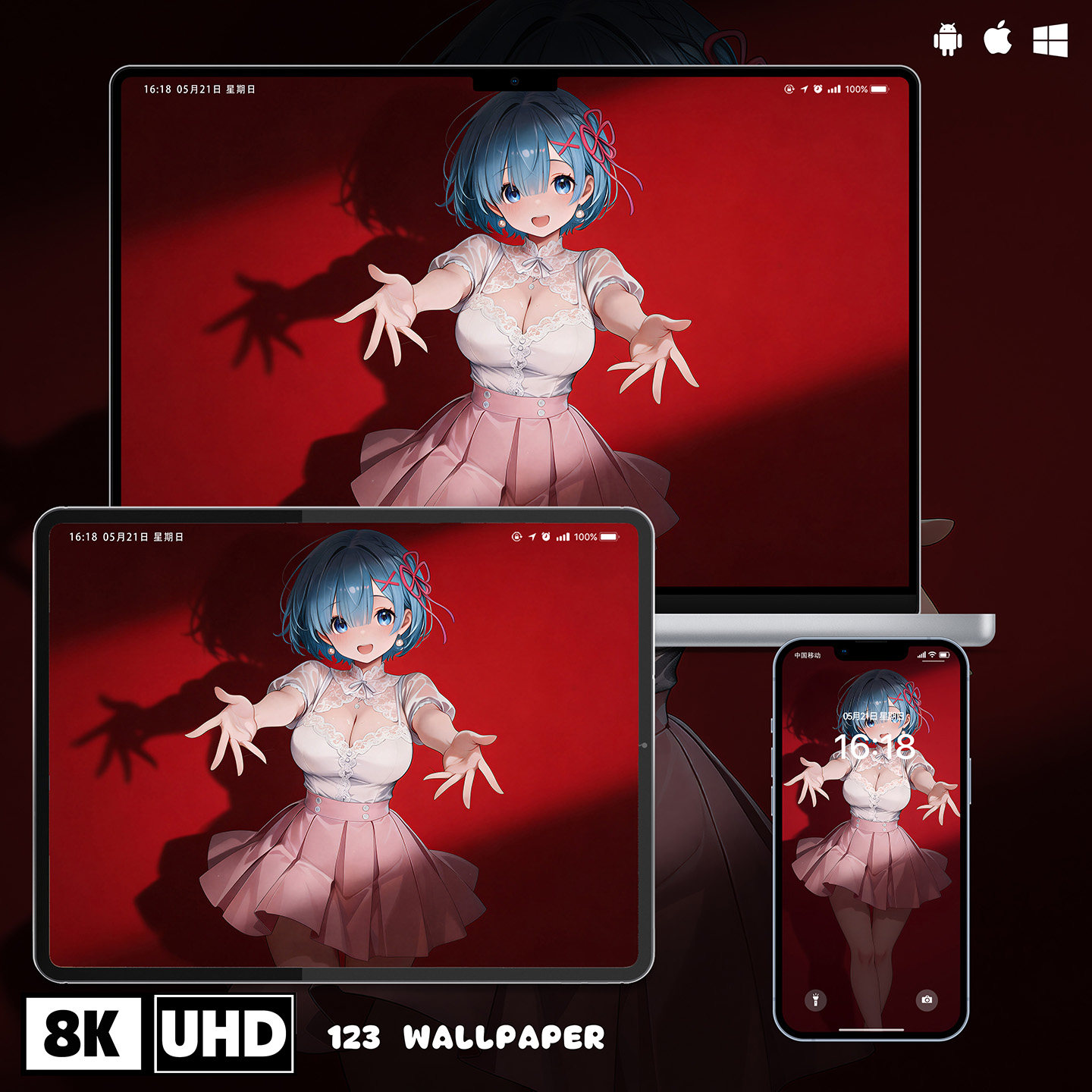Re0雷姆动漫二次元超清壁纸iphone苹果安卓手机电脑ipad平板壁纸,商务/设计服务,卡通/动漫/插画设计,淘宝优惠券,粉丝福利购,淘宝优惠卷