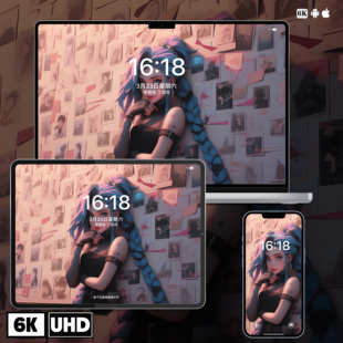 金克丝二次元 少女插画iphone苹果安卓手机mac电脑ipad平板壁纸