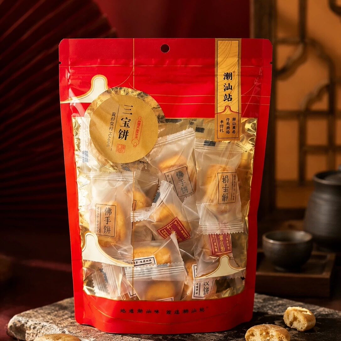 潮汕三宝饼传统特产糕点饼休闲茶配陈皮饼竹盐黄皮佛手饼独立包装